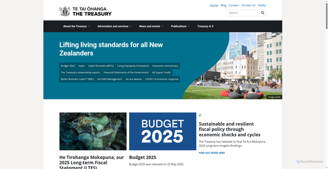 Security scan screenshot of https://www.treasury.govt.nz/