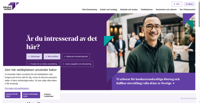 Security scan screenshot of https://tillvaxtverket.se/