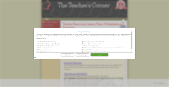 Security scan screenshot of https://www.theteacherscorner.net