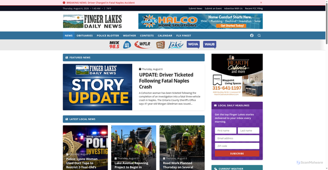 Security scan screenshot of https://www.fingerlakesdailynews.com
