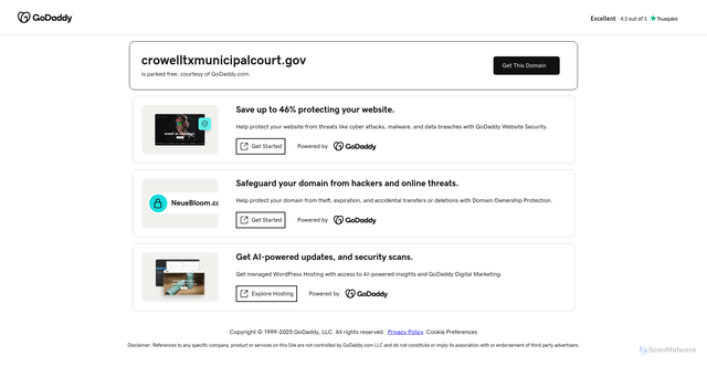 Security scan screenshot of https://crowelltxmunicipalcourt.gov/