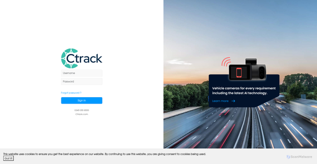 Security scan screenshot of https://uk1-fleet.ctrack.com