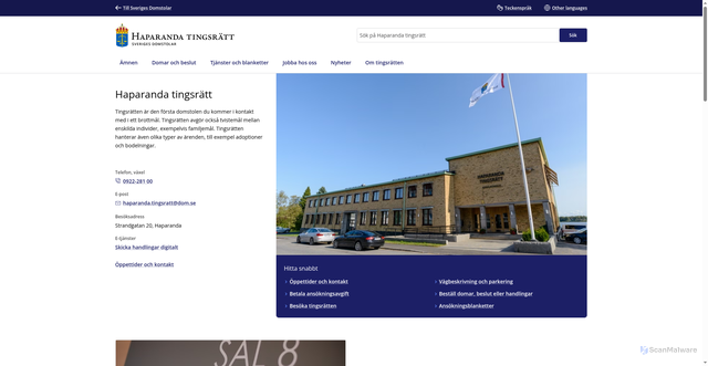 Security scan screenshot of https://www.haparandatingsratt.domstol.se