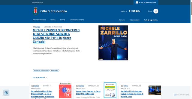 Security scan screenshot of https://www.comune.crescentino.vc.it