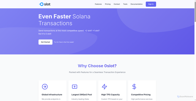 Security scan screenshot of https://0slot.trade