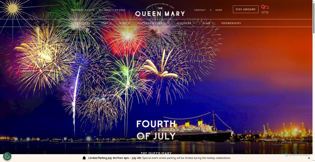 Security scan screenshot of https://www.queenmary.com/fourth-of-july.htm
