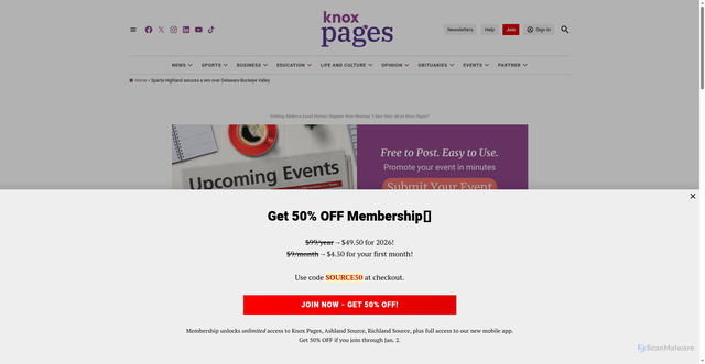 Security scan screenshot of https://www.knoxpages.com/2025/12/27/knox_pages_local_ledeai_game_id-521/