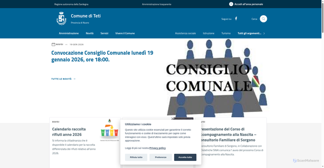Security scan screenshot of https://www.comune.teti.nu.it/