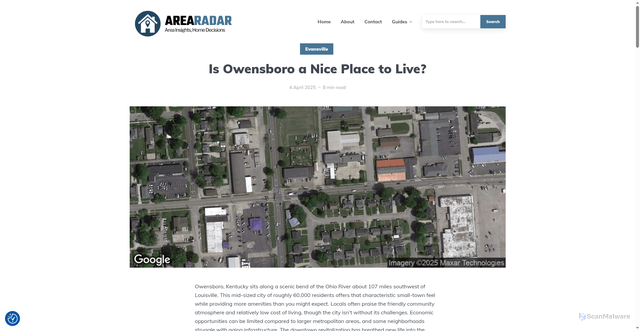 Security scan screenshot of https://www.arearadar.com/kentucky/evansville/owensboro/