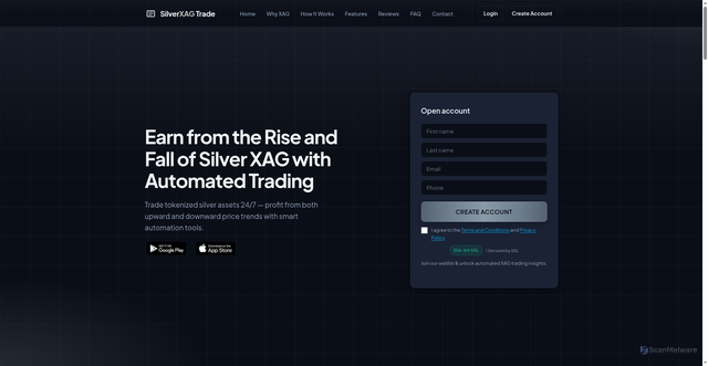 Security scan screenshot of https://silverxagtrade.com/