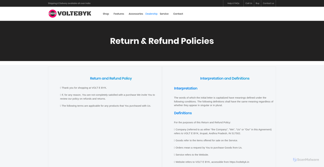 Security scan screenshot of https://voltebyk.pages.dev/returns