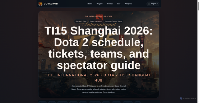 Security scan screenshot of https://www.dota2hub.com/the-international-2026