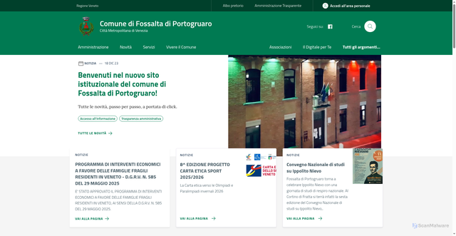 Security scan screenshot of https://www.comune.fossaltadiportogruaro.ve.it/