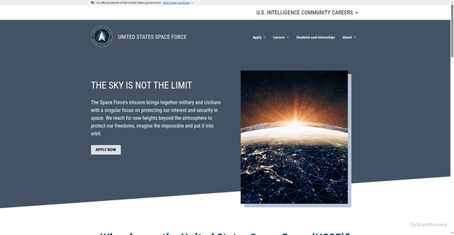 Security scan screenshot of https://www.intelligencecareers.gov/ussf