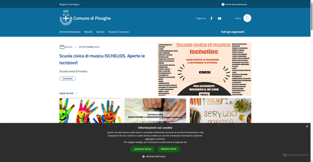Security scan screenshot of https://www.comune.ploaghe.ss.it/it