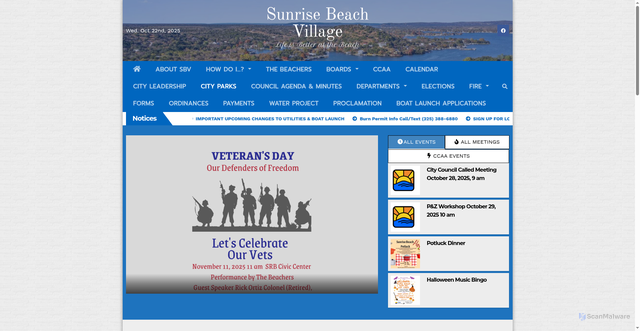 Security scan screenshot of https://sunrisebeachtx.gov/