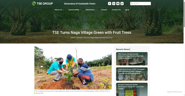 Security scan screenshot of https://tsegroup.co.id/tse-turns-naga-village-green-with-fruit-trees/