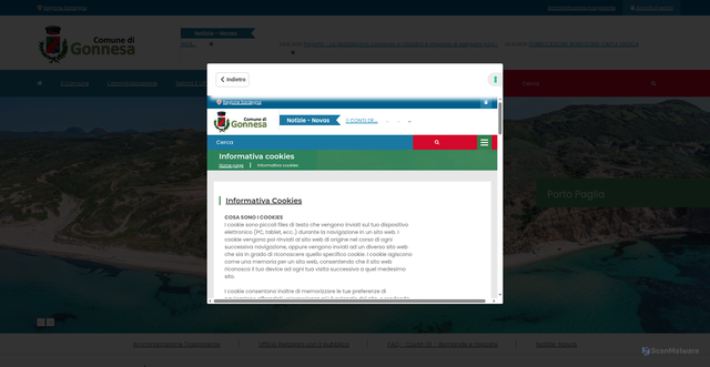 Security scan screenshot of https://www.comune.gonnesa.ca.it/it/