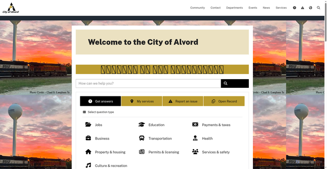 Security scan screenshot of https://alvordtx.gov/