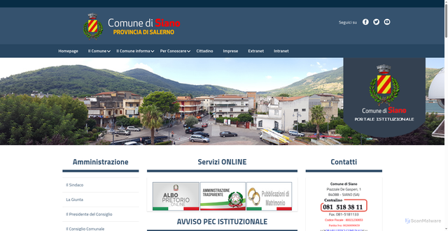 Security scan screenshot of https://www.comune.siano.sa.it/hh/index.php