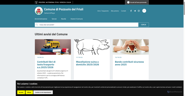 Security scan screenshot of https://www.comune.pozzuolo.udine.it/
