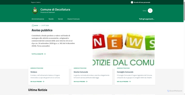 Security scan screenshot of https://comune.decollatura.cz.it/