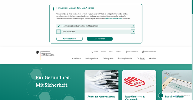 Security scan screenshot of https://www.bfarm.de/DE/Home/_node.html