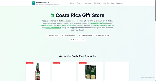 Security scan screenshot of https://marketplacecostarica.com/gift-store