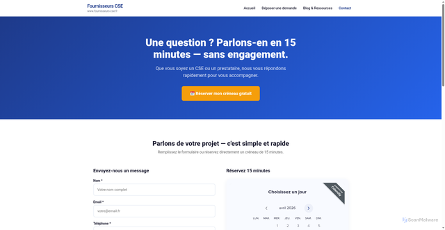 Security scan screenshot of https://fournisseurs-cse.fr/contact/
