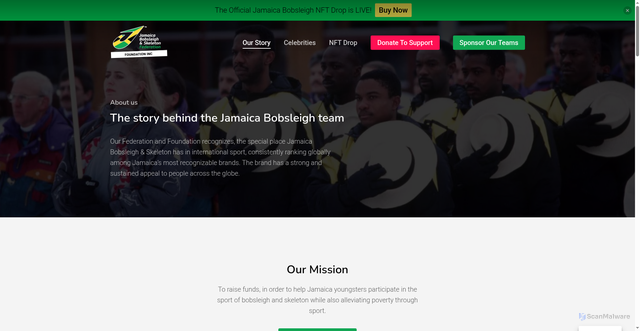 Security scan screenshot of https://jamaicanbobsleigh.com/our-story/
