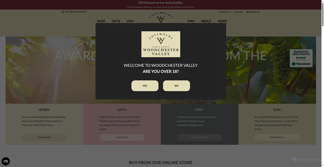Security scan screenshot of https://www.woodchestervalleyvineyard.co.uk