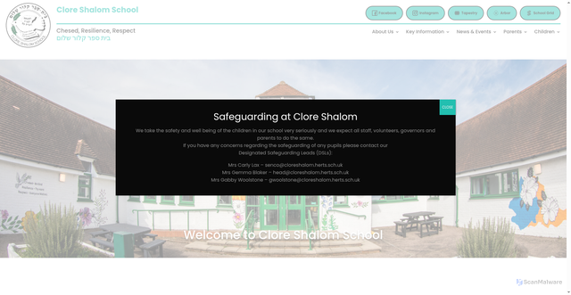 Security scan screenshot of https://cloreshalom.herts.sch.uk/