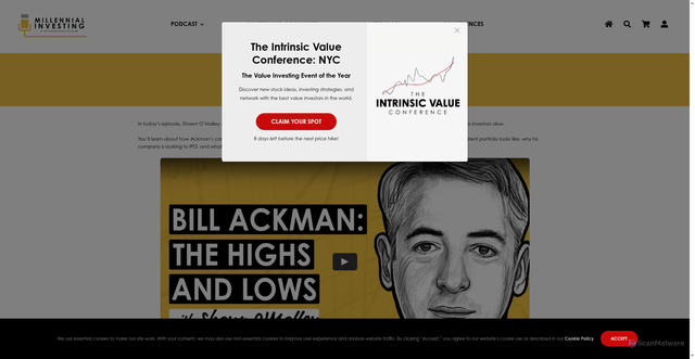 Security scan screenshot of https://www.theinvestorspodcast.com/millennial-investing/bill-ackman-the-highs-and-lows-w-shawn-omalley/