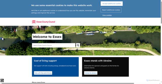 Security scan screenshot of https://www.essex.gov.uk/