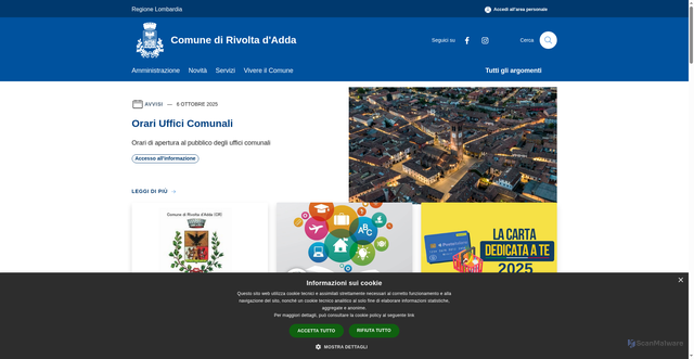 Security scan screenshot of https://www.comune.rivoltadadda.cr.it/it