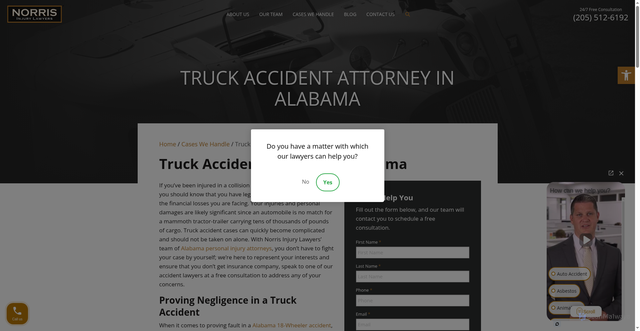 Security scan screenshot of https://www.norrisinjurylawyers.com/cases-we-handle/alabama-truck-accident-attorney/