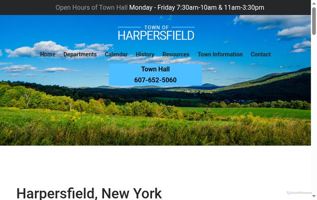 Security scan screenshot of https://townofharpersfield.gov/