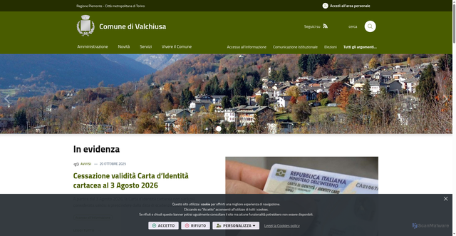 Security scan screenshot of https://www.comune.valchiusa.to.it/it-it/home