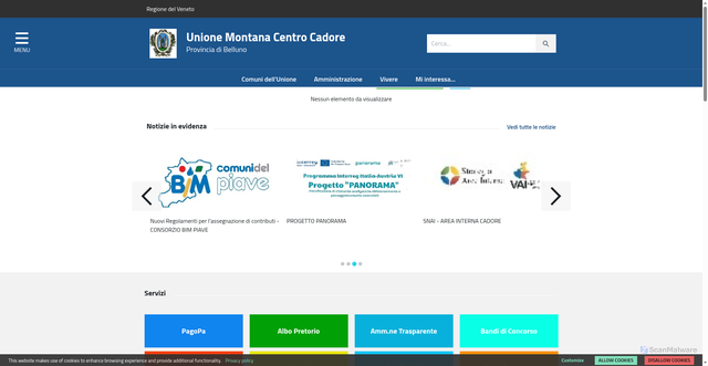 Security scan screenshot of https://www.centrocadore.bl.it/home