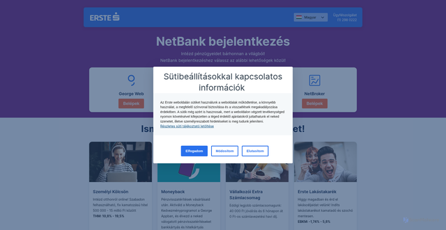 Security scan screenshot of https://netbank.erstebank.hu