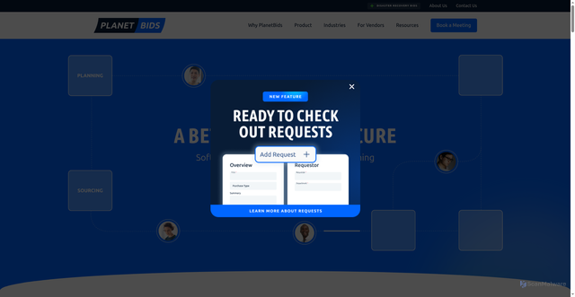 Security scan screenshot of https://planetbids.com