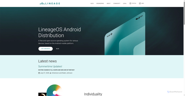 Security scan screenshot of https://lineageos.org