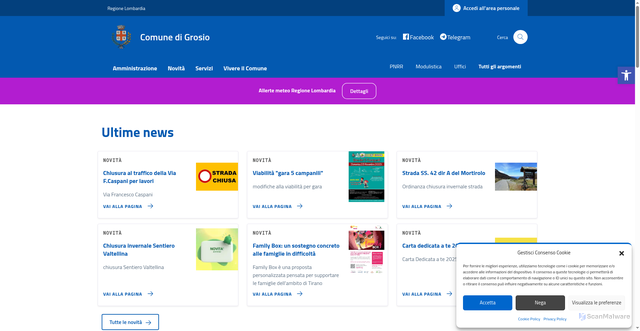Security scan screenshot of https://comune.grosio.so.it/
