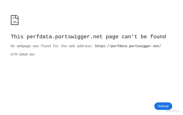 Security scan screenshot of perfdata.portswigger.net