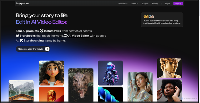 Security scan screenshot of https://story.com