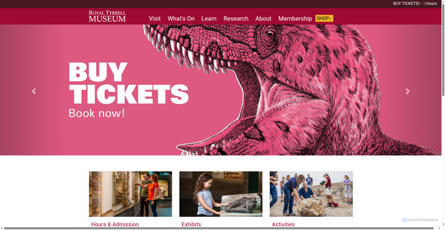Security scan screenshot of https://tyrrellmuseum.com/