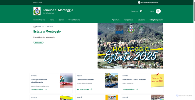 Security scan screenshot of https://comune.montoggio.ge.it/