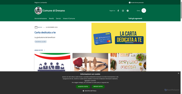 Security scan screenshot of https://www.comune.dresano.mi.it/it
