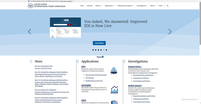 Security scan screenshot of https://usitc.gov/