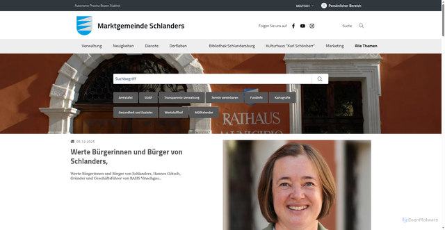 Security scan screenshot of https://www.comune.silandro.bz.it/de